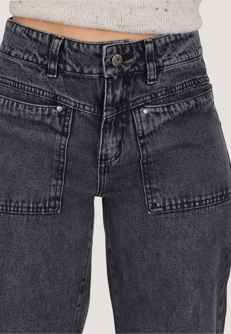 WIDE LEG  BOLS. PARCHE CONFORT Negro-3