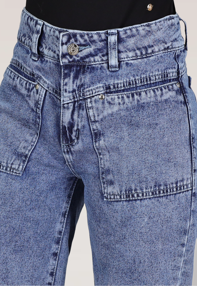 WIDE LEG  BOLS. PARCHE CONFORT Celeste grav.-2