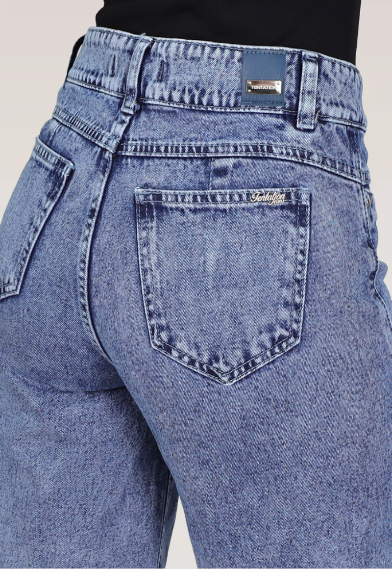 WIDE LEG  BOLS. PARCHE CONFORT Celeste grav.-3