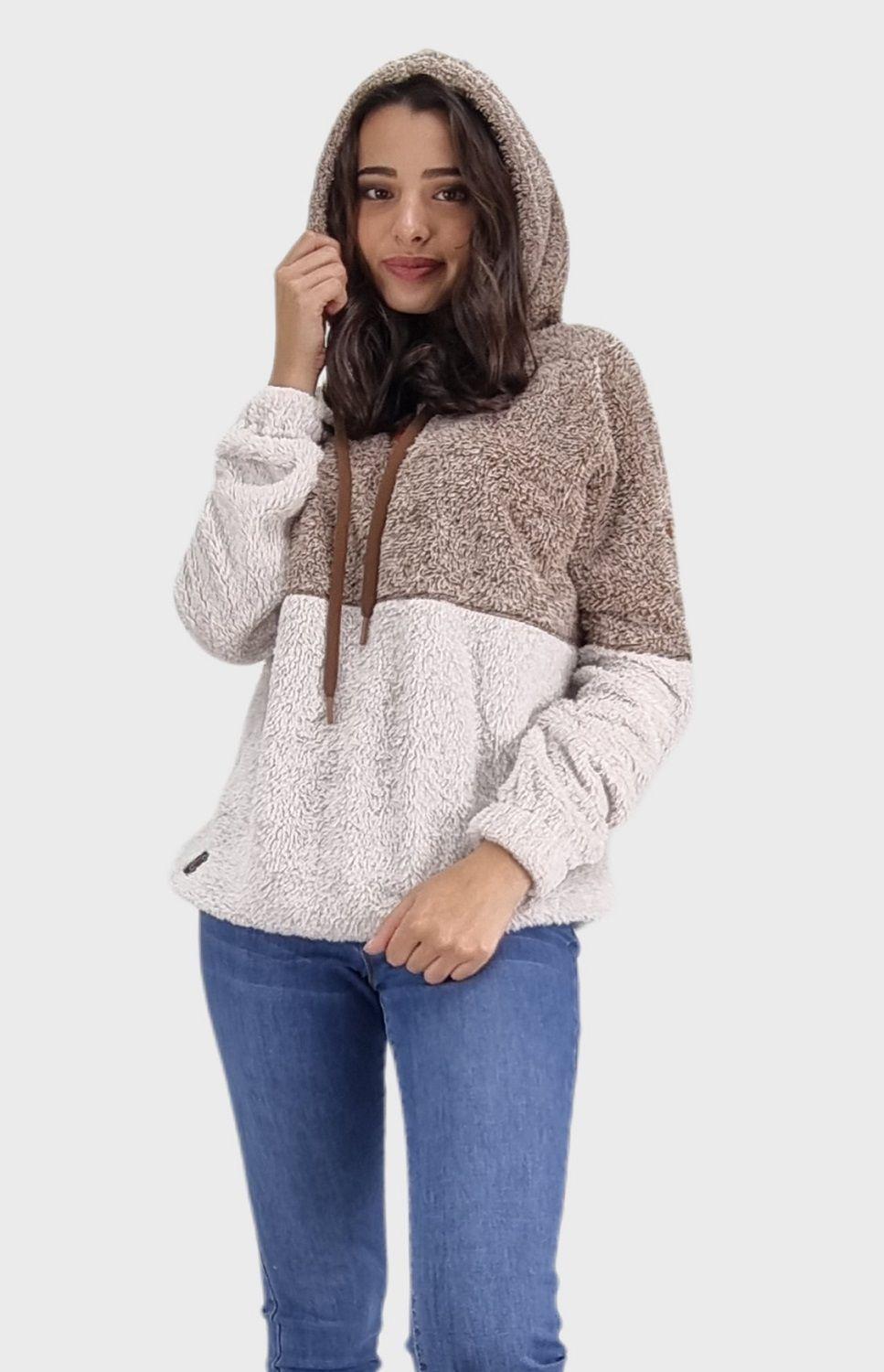 Poleron sherpa combinado beige-0