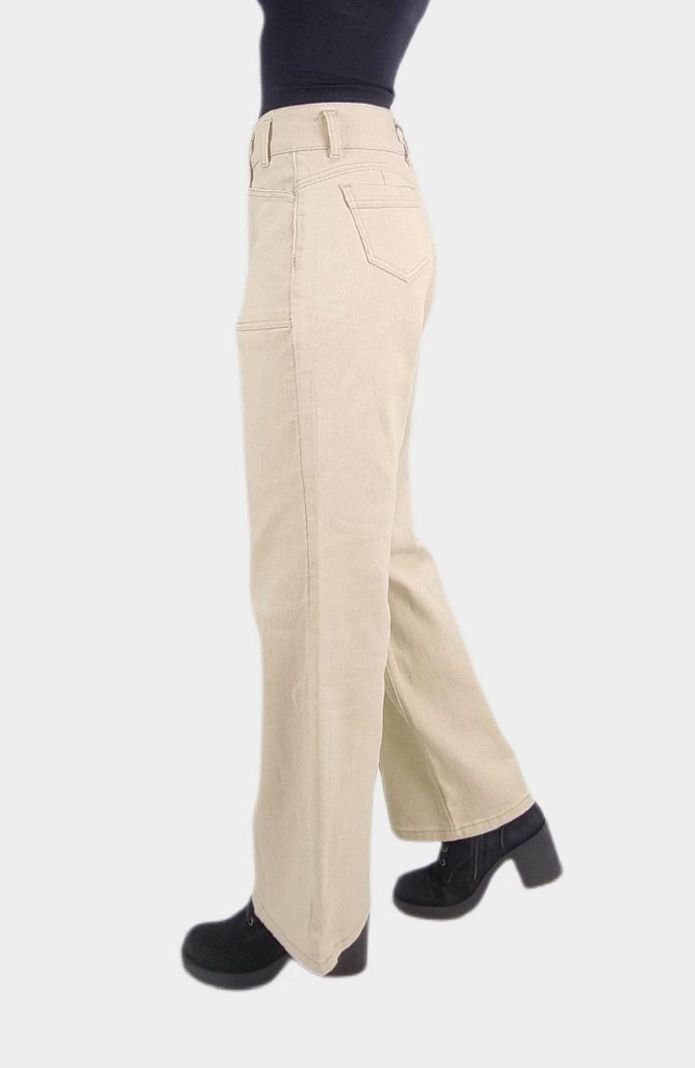 Jeans color wide leg beige-1