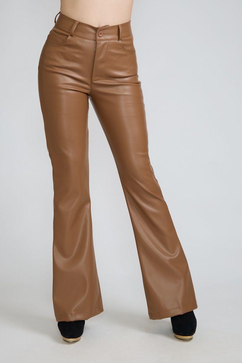 Pantalon P.U. Flare Coffee Tentation-0