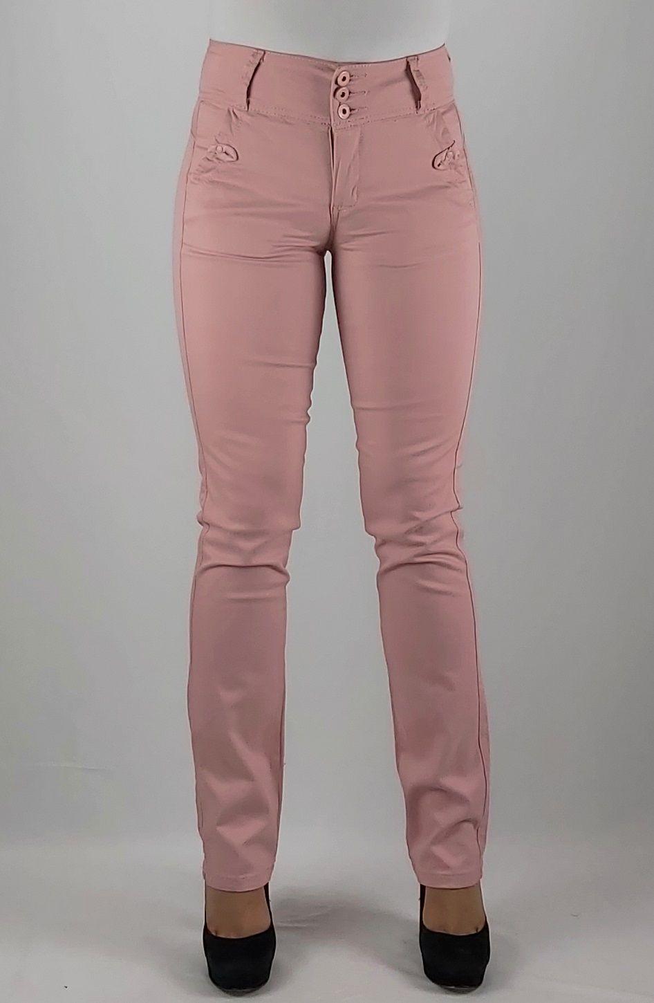 Pantalon gab. bordado t alto recto palo rosa-0