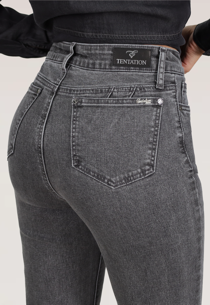 JEANS RECTO BORDADO T.ALTO Gris-2