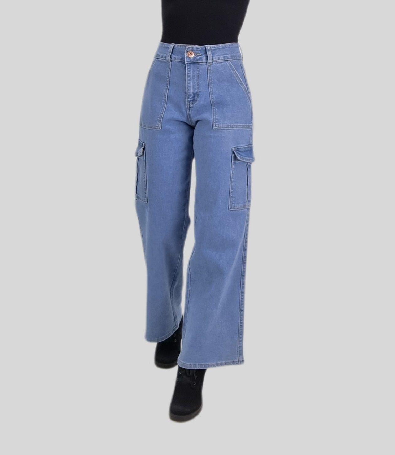 Jeans cargo t.alto medium blue-0