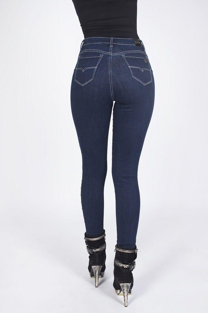 Jeans pitillo tiro alto studs pierna-2