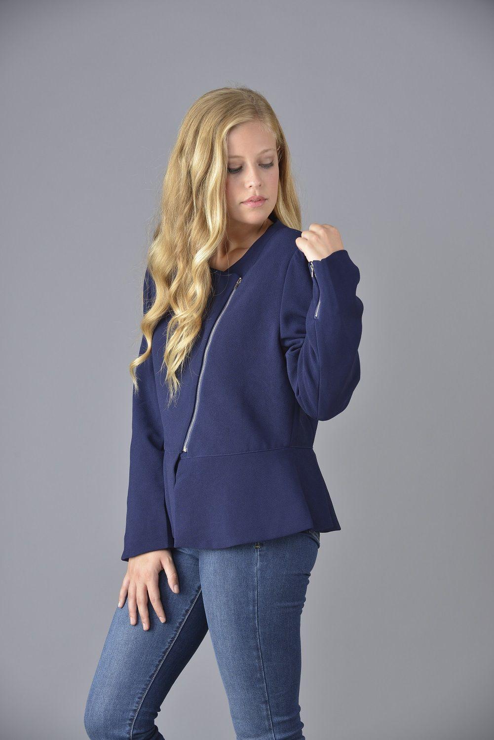 Blazer con cierre azul-1
