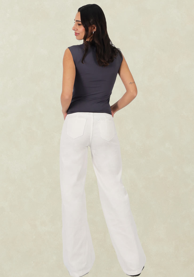 Wide Leg Blanco Corte Pierna -1