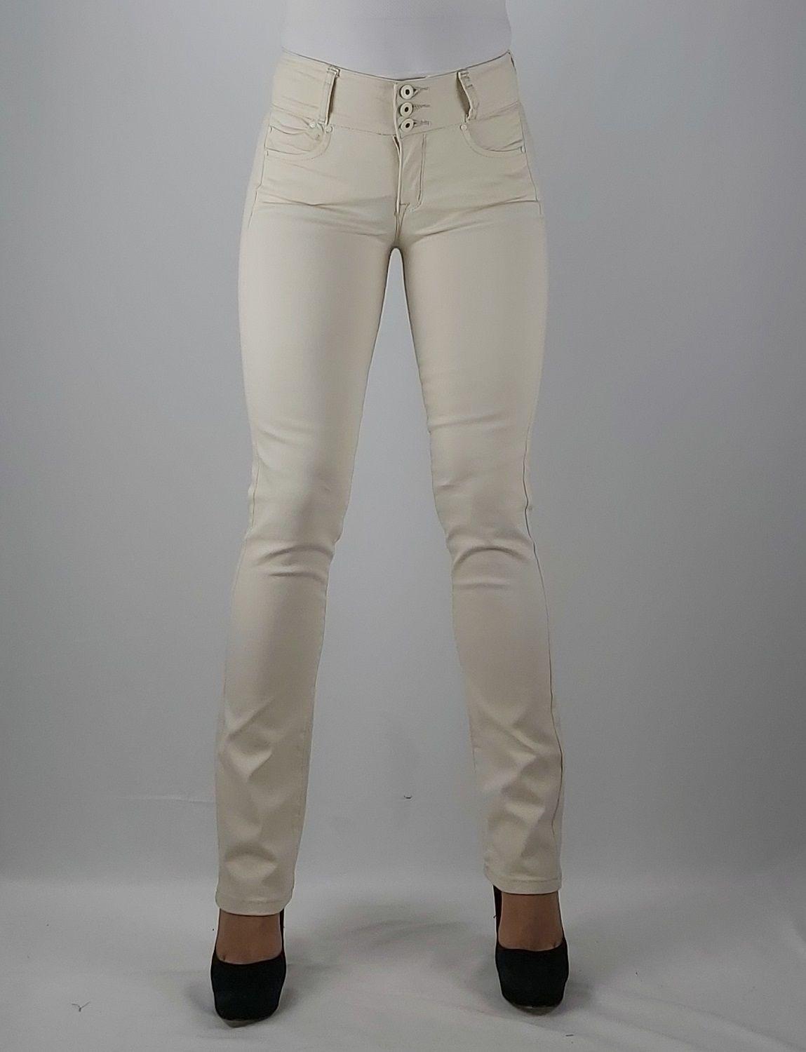 Pantalon gab. Tiro alto recto beige-0