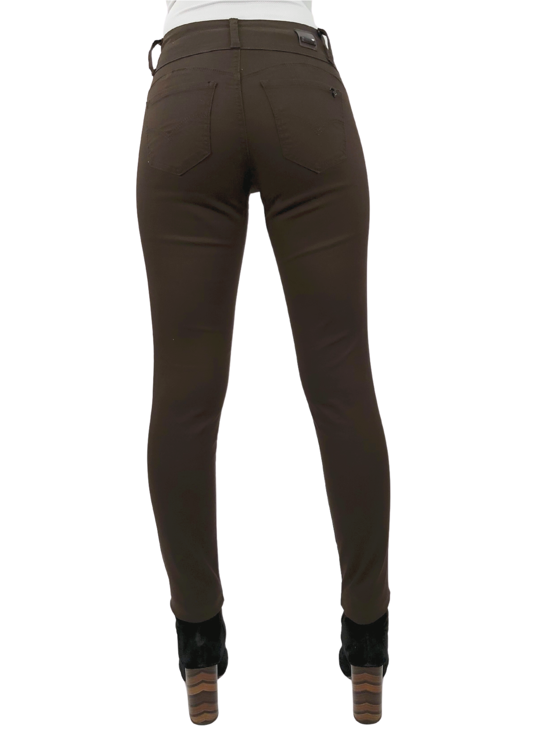 Pantalon Gabardina Skinny Café-1