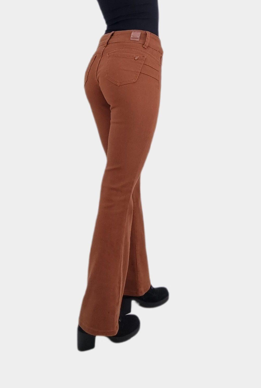 Jeans flare bottom marron-1