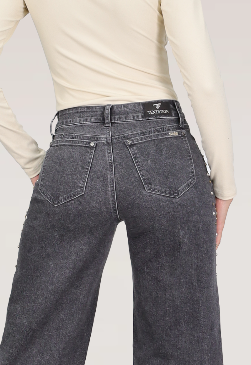 WIDE LEG TACHAS  TIRO MEDIO Gris-3