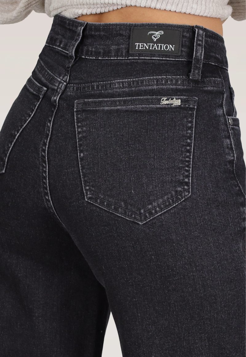 WIDE LEG BORDADO LATERAL T.ALTO Negro-3