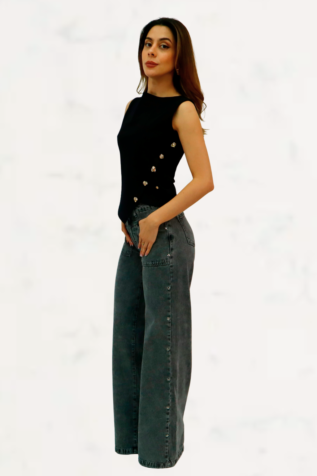 Wide Leg  Con Estrellas Rigido-0