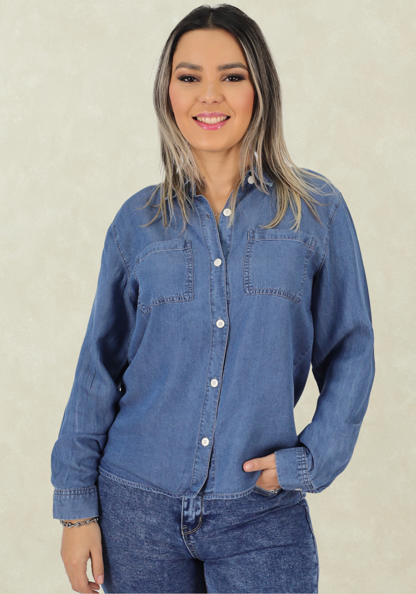 Blusa Tencel Azul Tentation-0