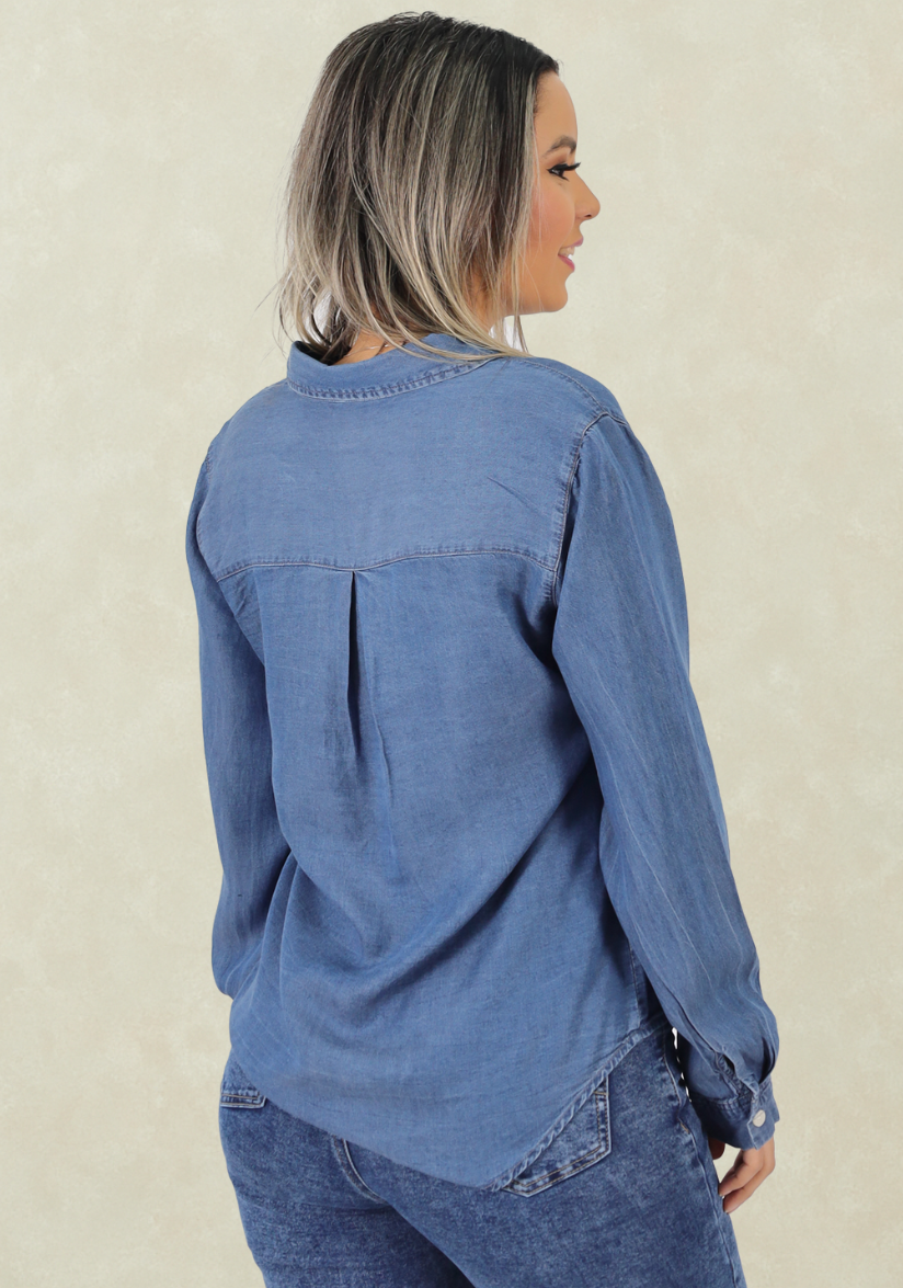 Blusa Tencel Azul Tentation-1