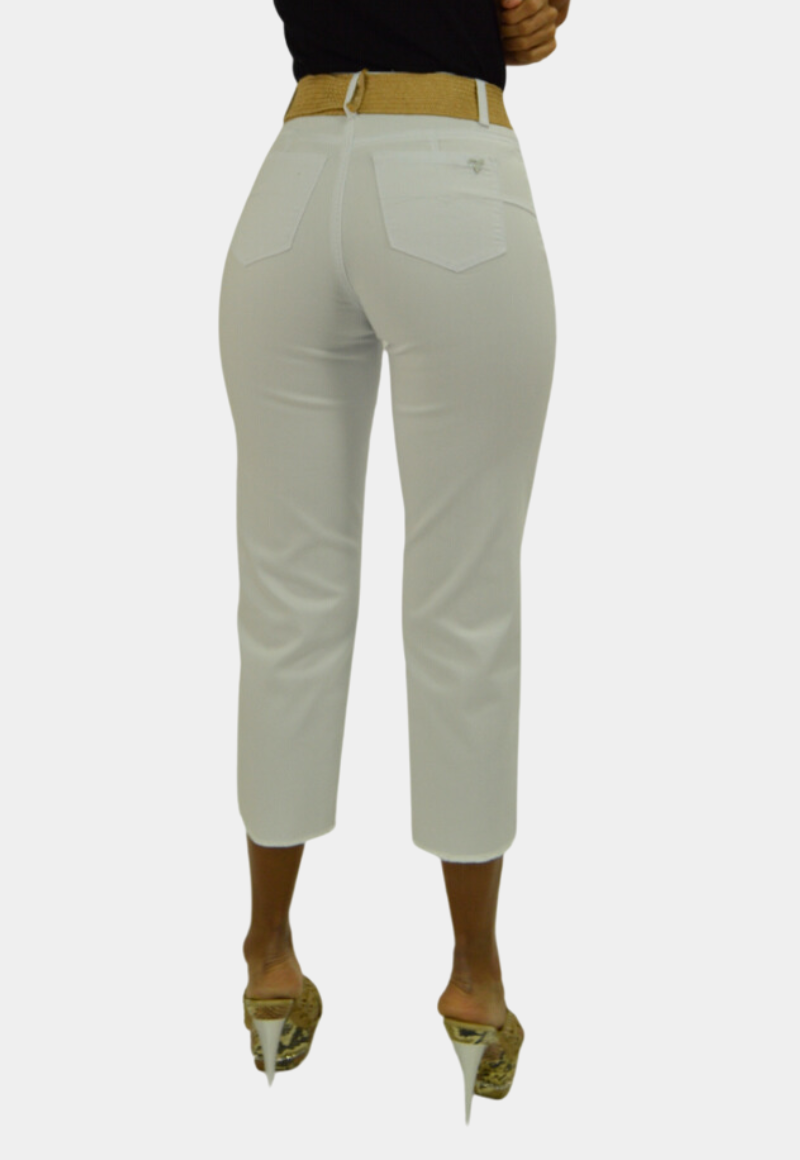 Capri Gabardina Tiro Alto Push Up Blanco Tentation -2