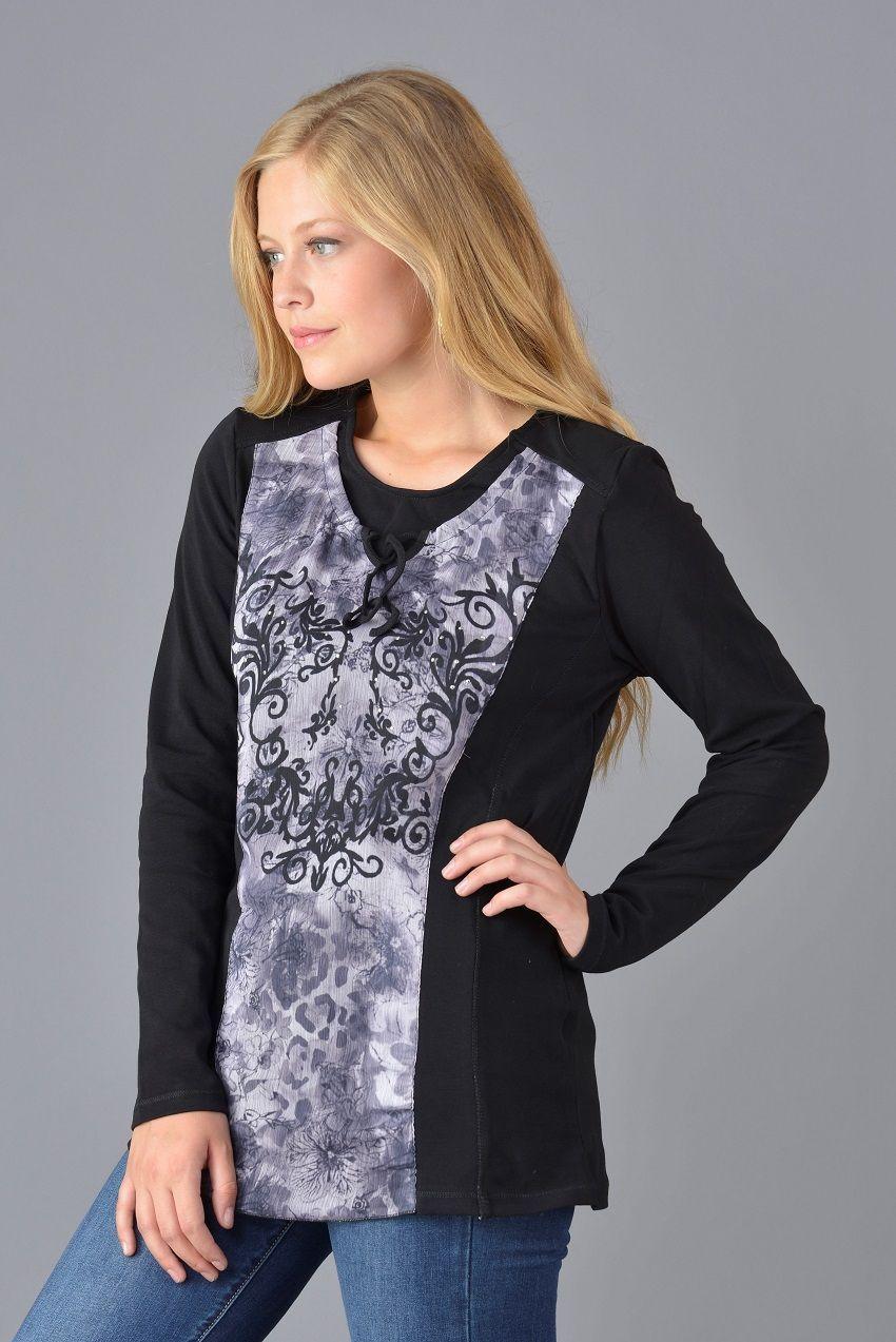 Polera estampada negro-2