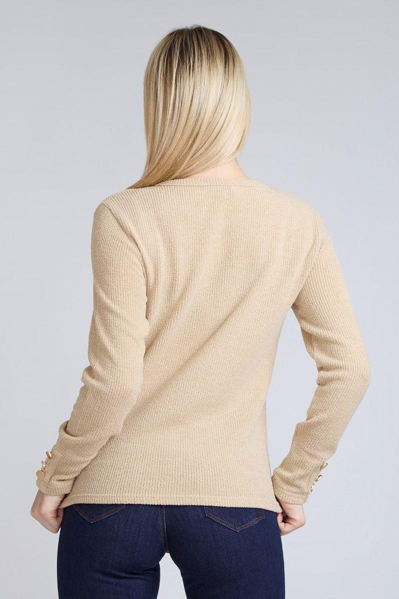 Polera Boton Hombro Beige Tentation-2