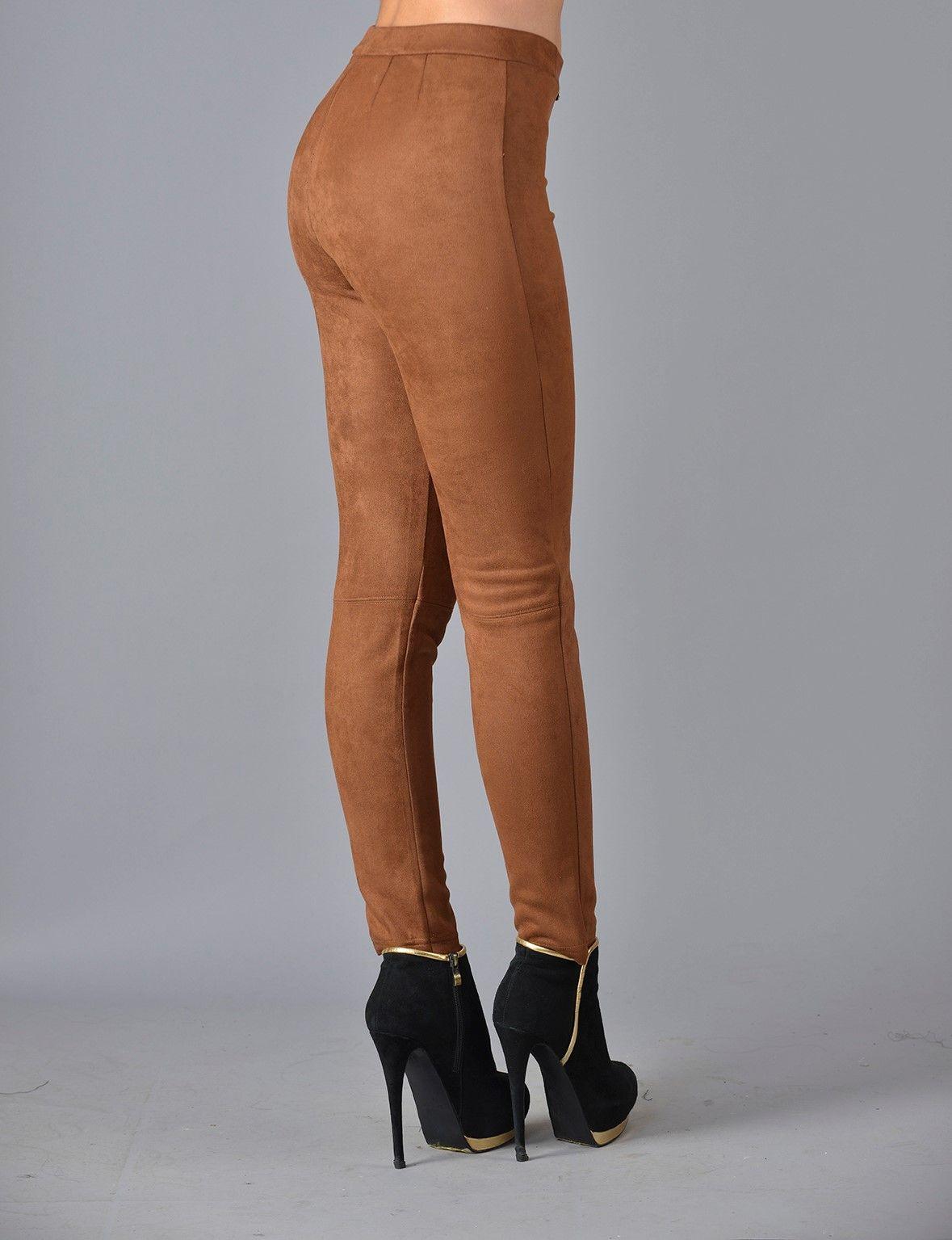 Calza suede con cierre café-1