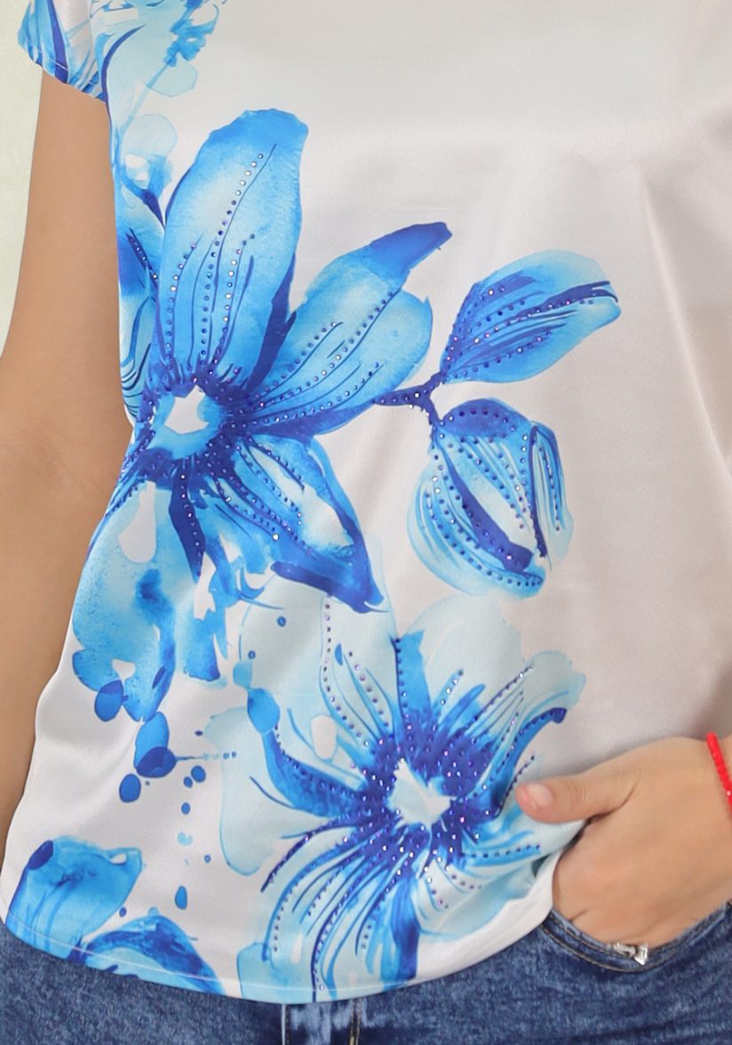 Top Estampado Flor Azul-2