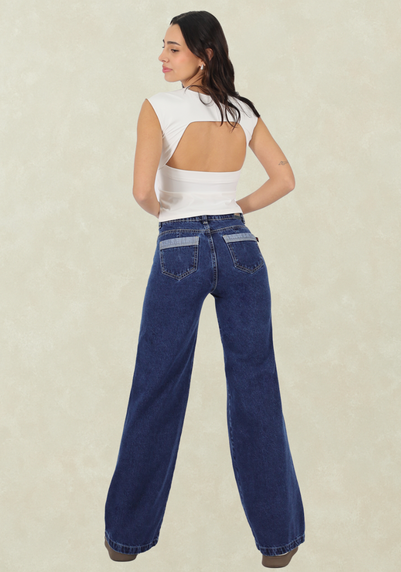 Wide Leg Celeste Bolsillo Parche-1