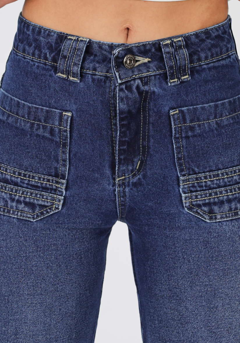 Wide Leg Celeste Bolsillo Parche-2