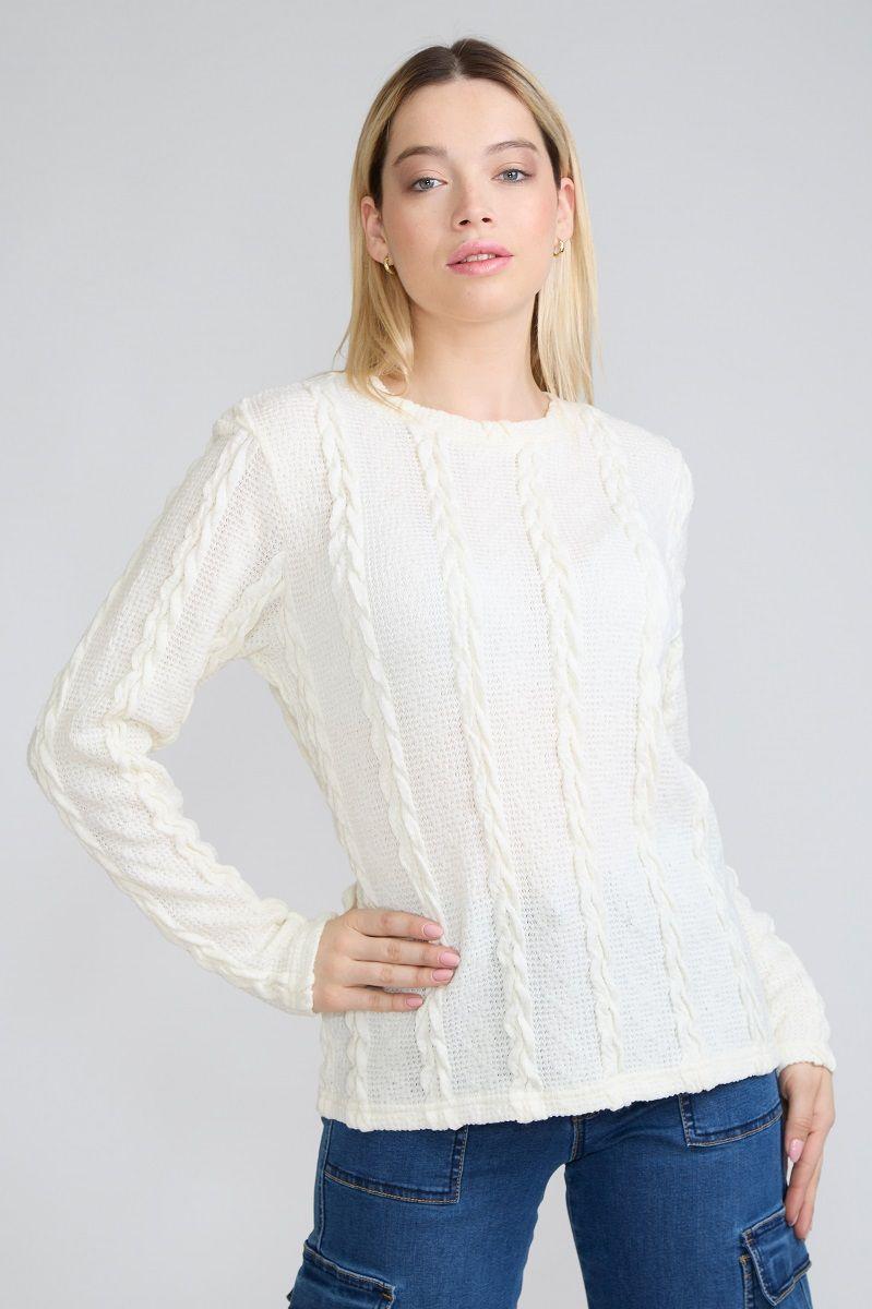 Sweater Trenzado Blanco Tentation-0