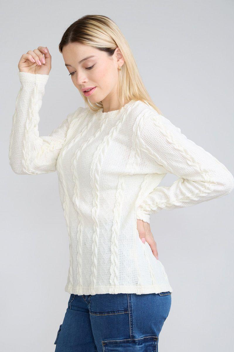 Sweater Trenzado Blanco Tentation-1
