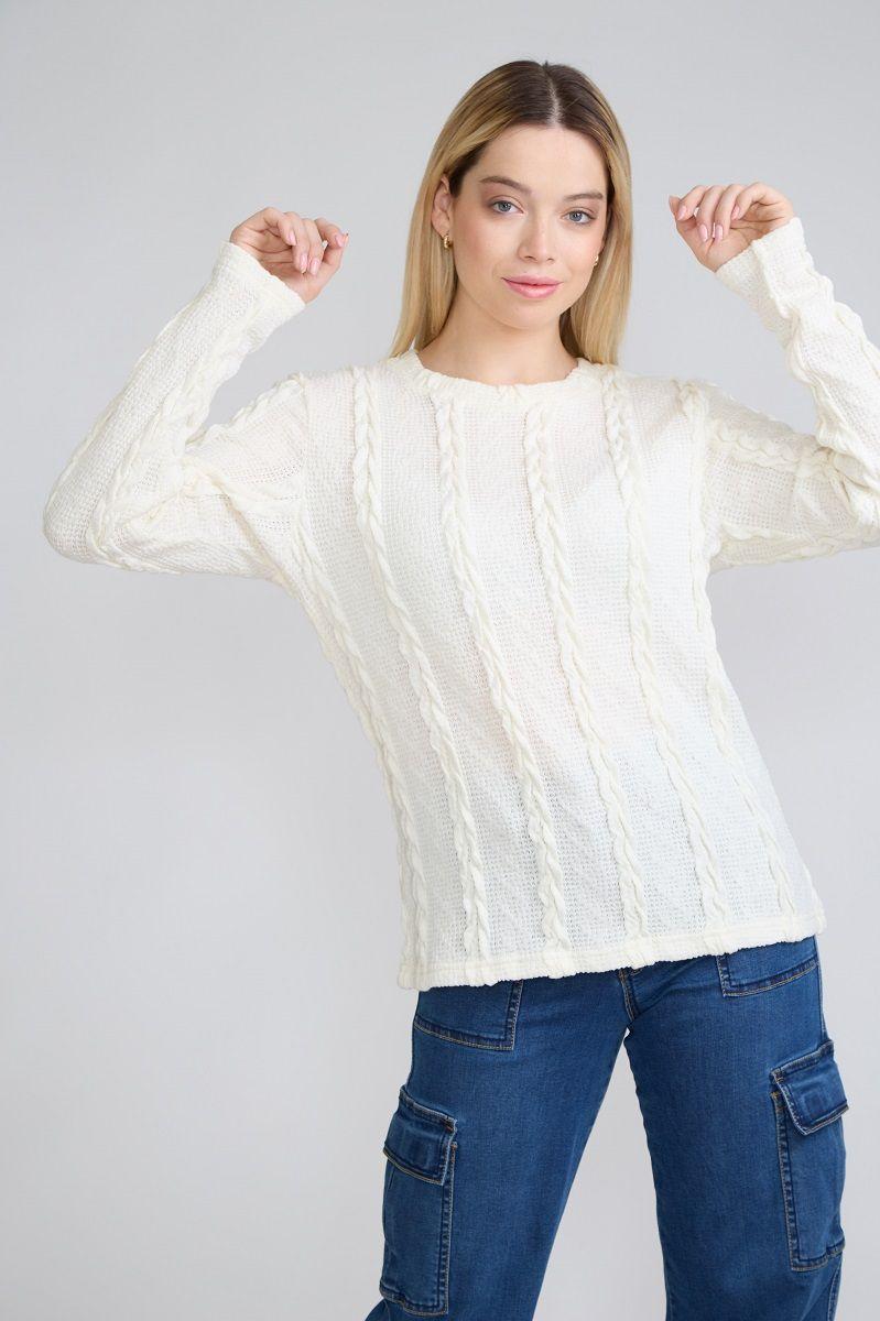 Sweater Trenzado Blanco Tentation-2