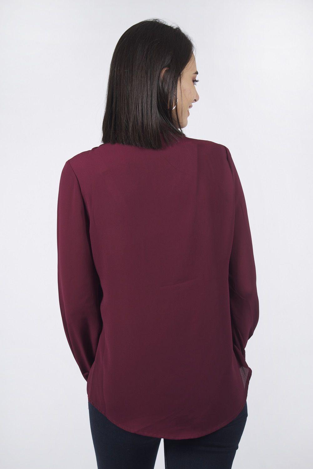 Blusa bordada cuello mao burdeo-2