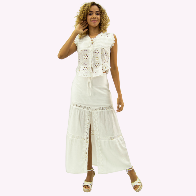 Falda Lino Broderie Blanca-0