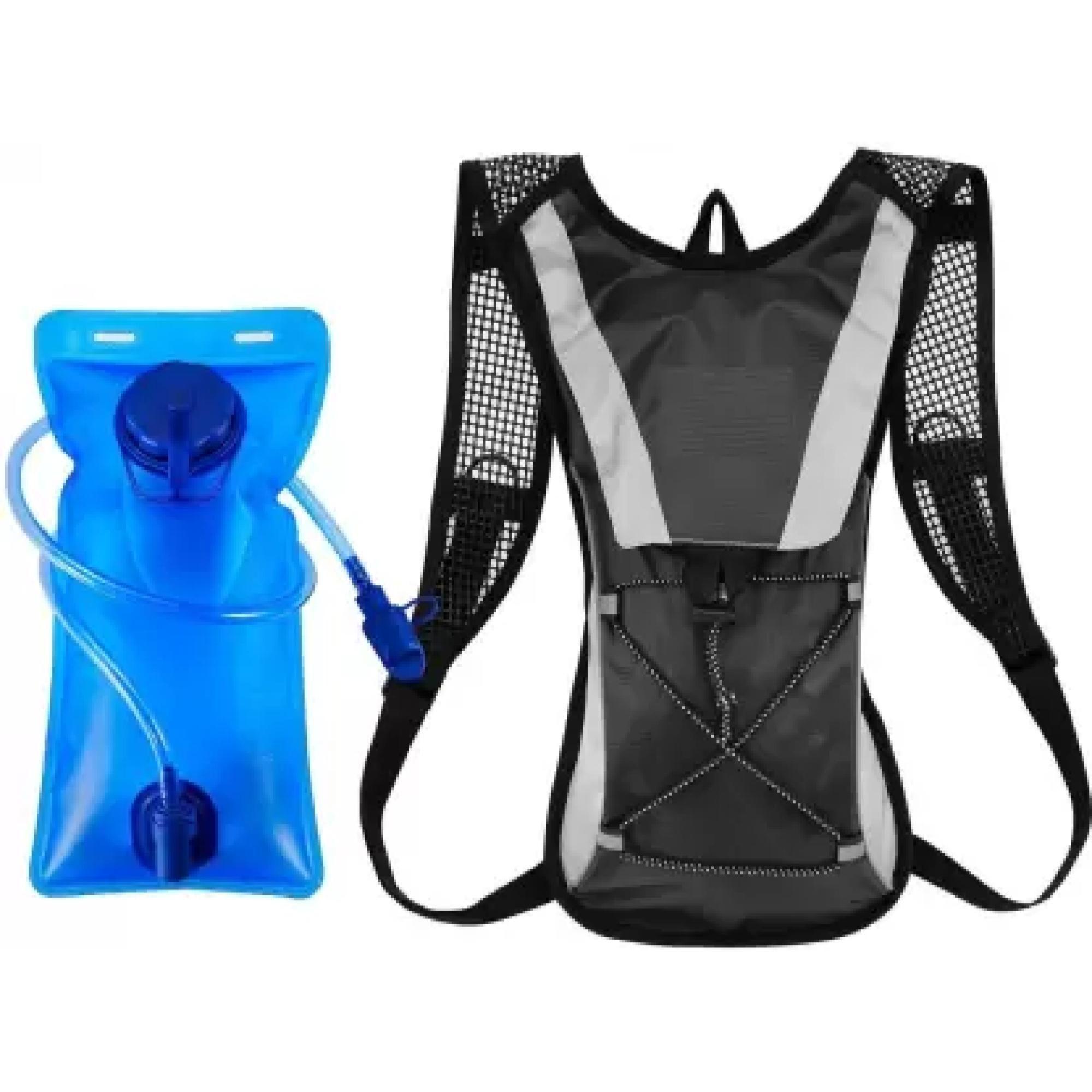 Mochila de Hidratación Deportiva 2Lt - NEGRO GRIS-1