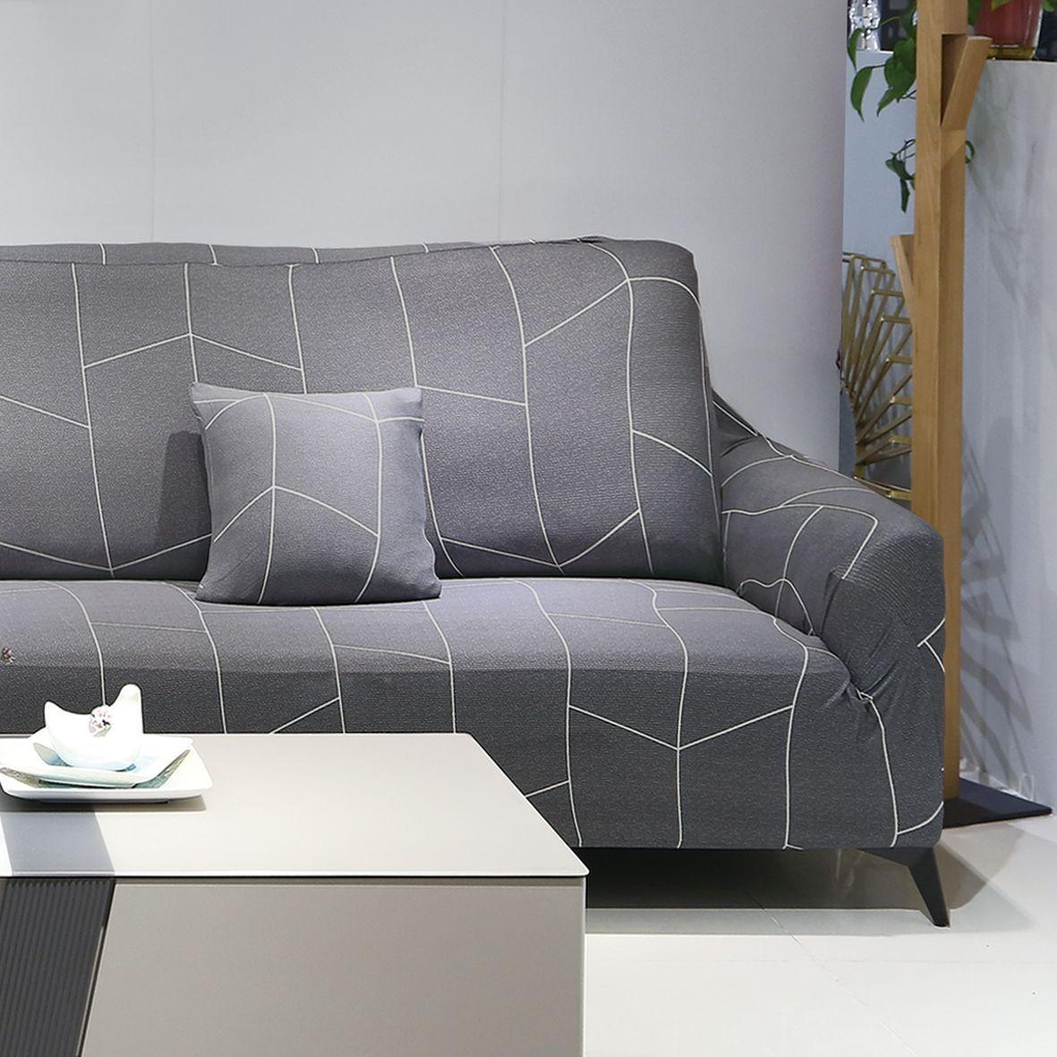 Funda Para Sofa Forma en L  Gris Lineas-2