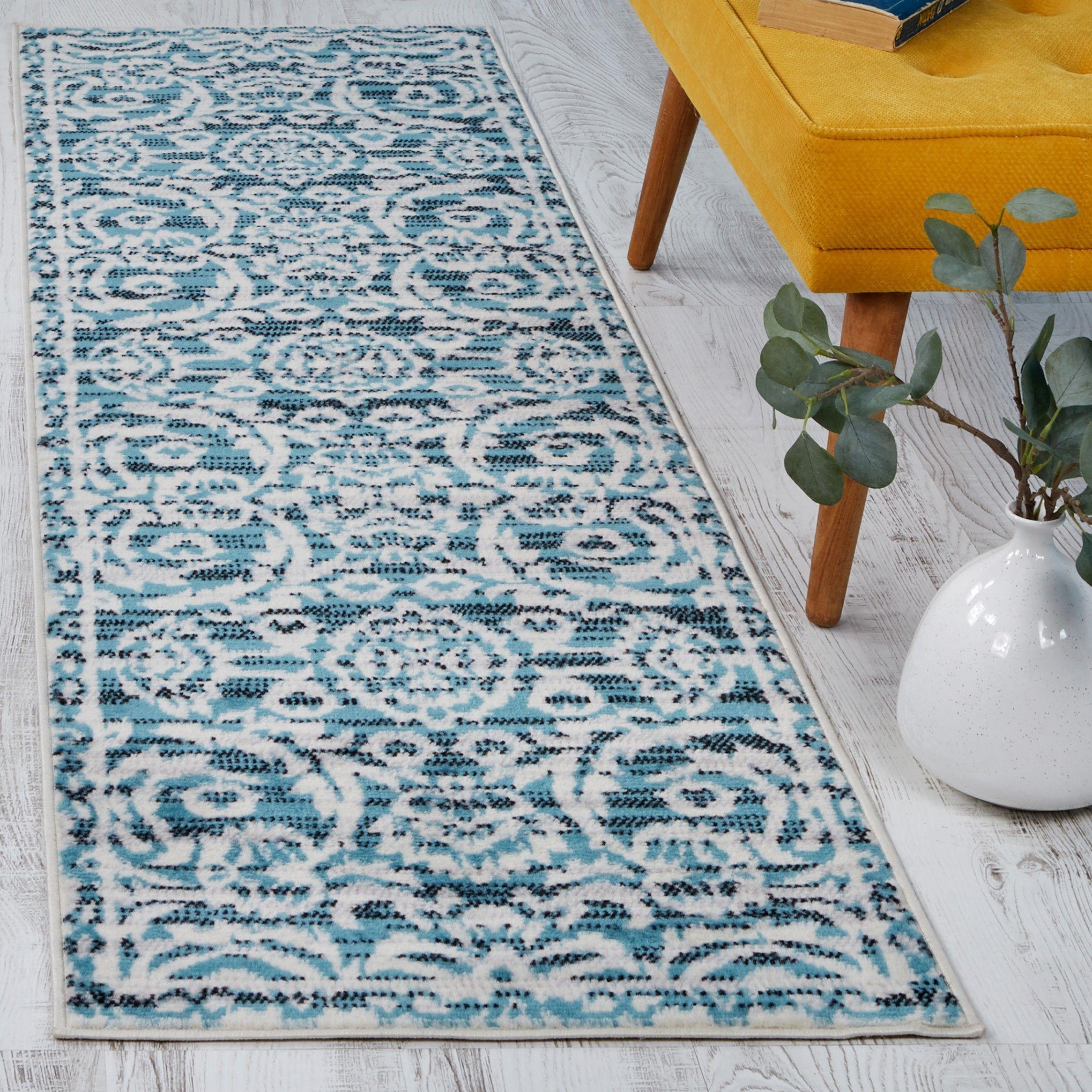 Alfombra Pasillo Kashan King 506 Azul 66 x 430 cm-1