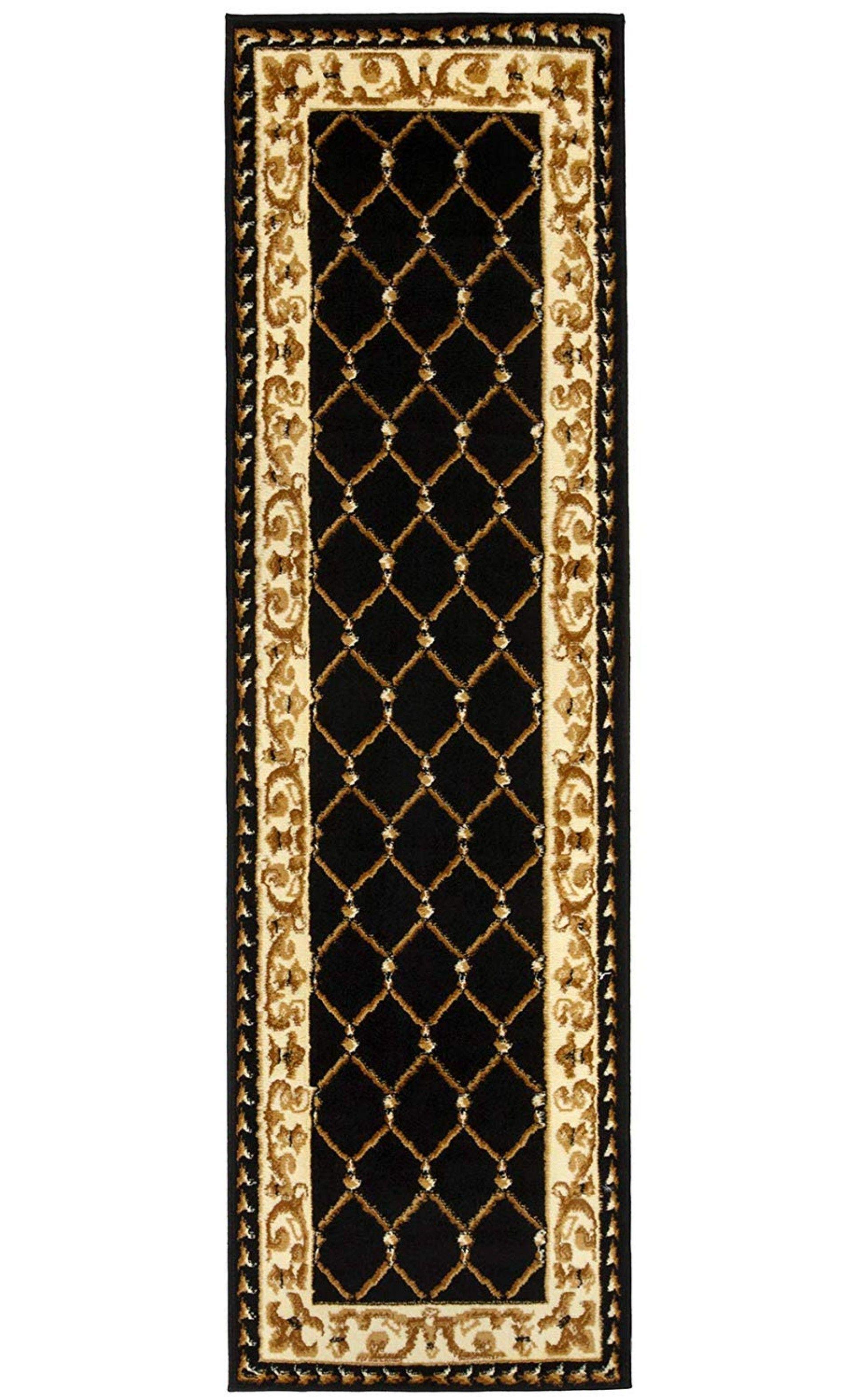 Alfombra Pasillo Kashan King 503 Negra 61 x 213 cm-0