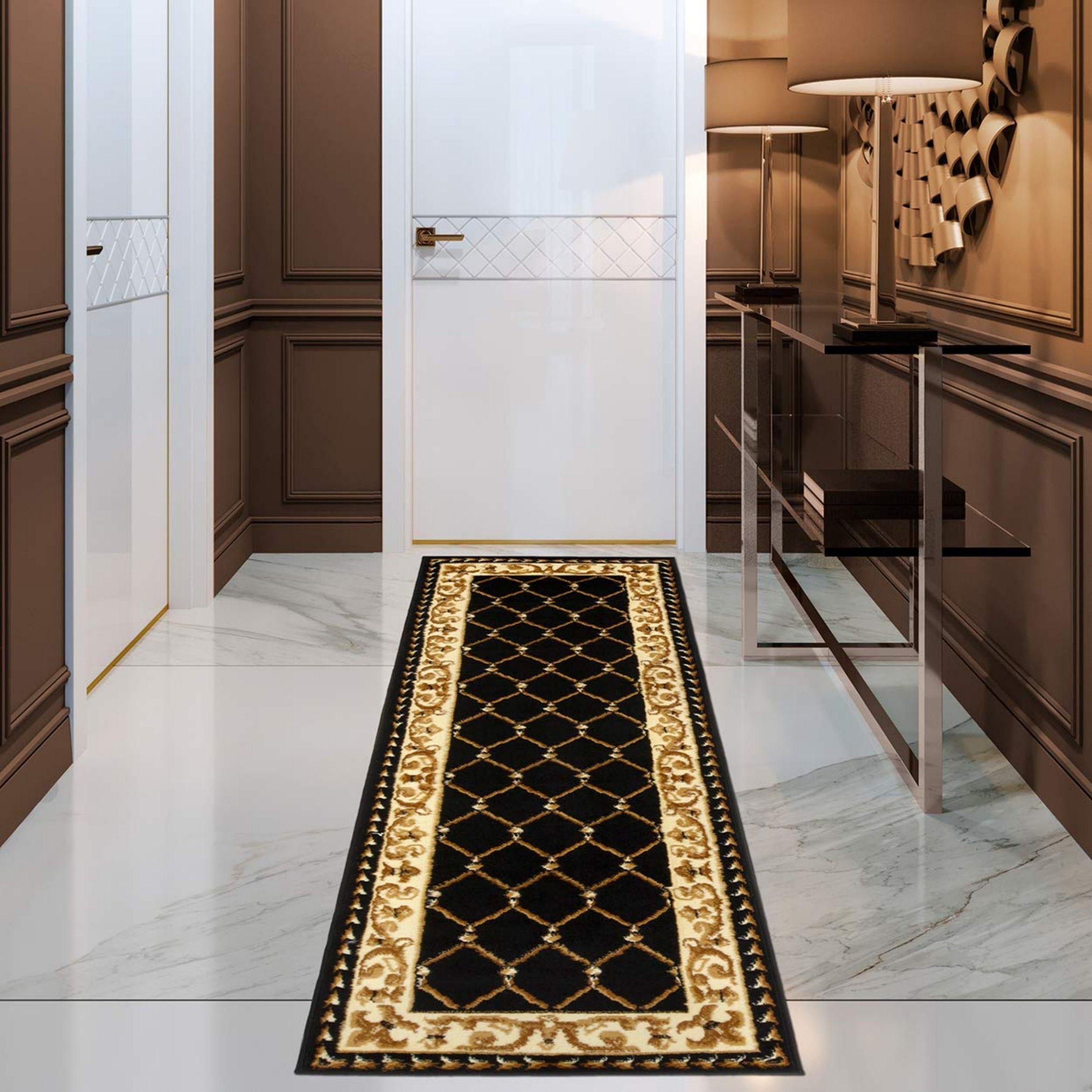 Alfombra Pasillo Kashan King 503 Negra 61 x 213 cm-1