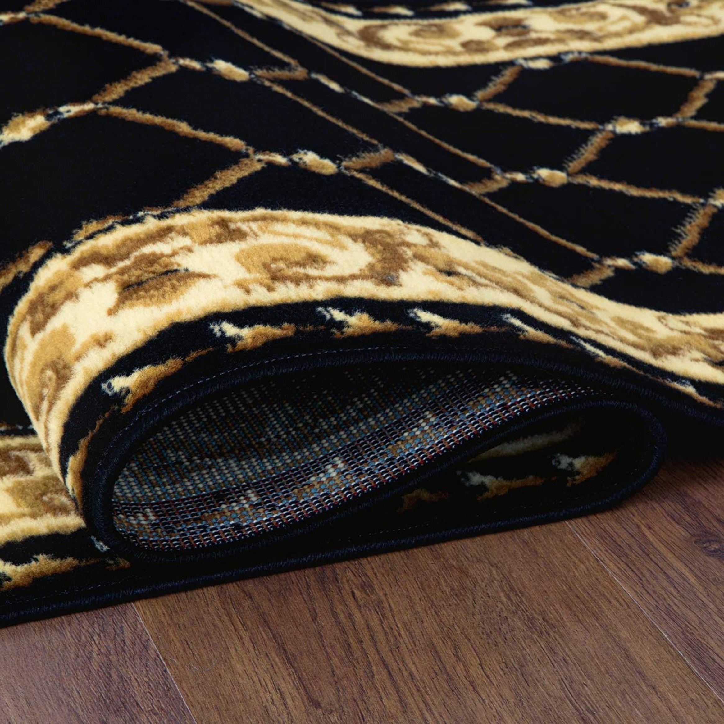 Alfombra Pasillo Kashan King 503 Negra 61 x 213 cm-2