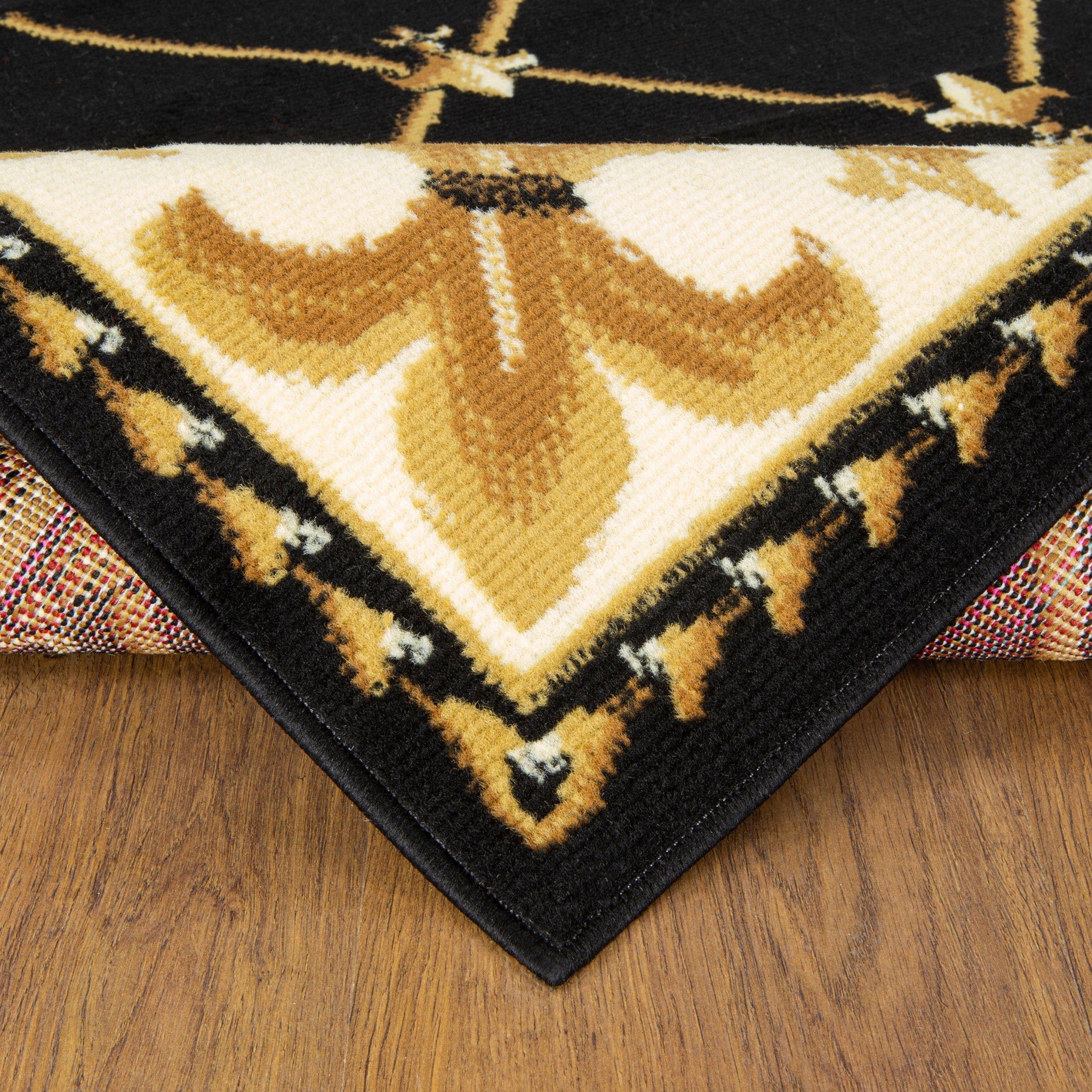 Alfombra Pasillo Kashan King 503 Negra 61 x 213 cm-3