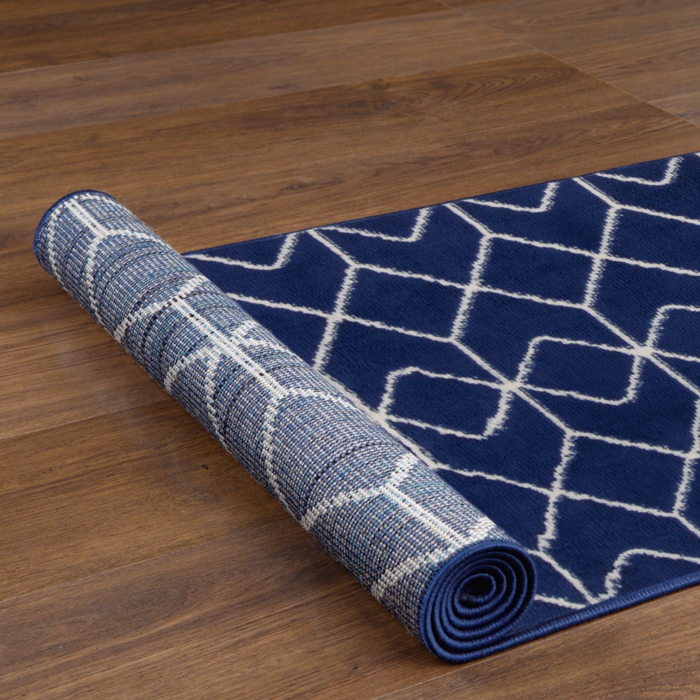Alfombra Pasillo Kashan King Azul Marino 61 x 213 cm-4