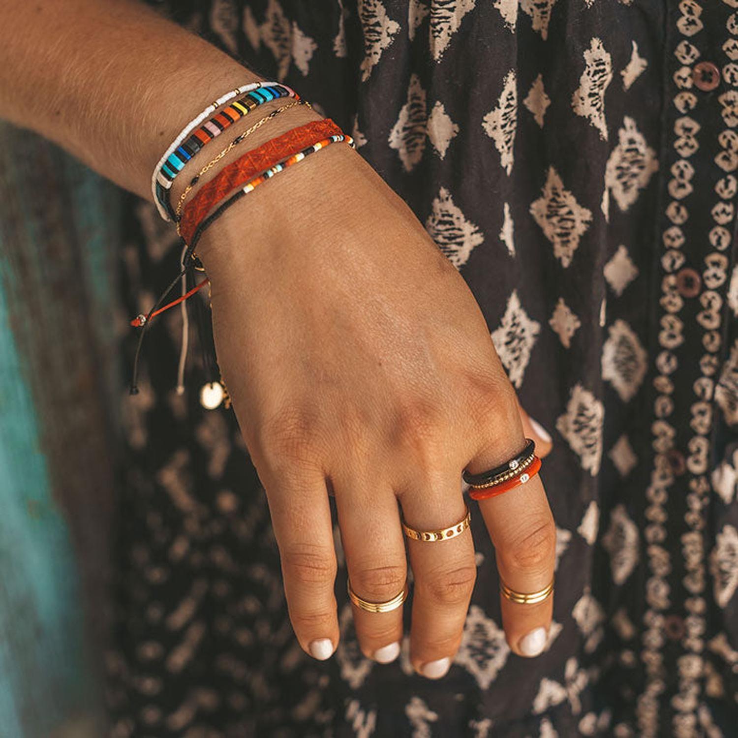 Pulsera Telar Ancha Roja-4