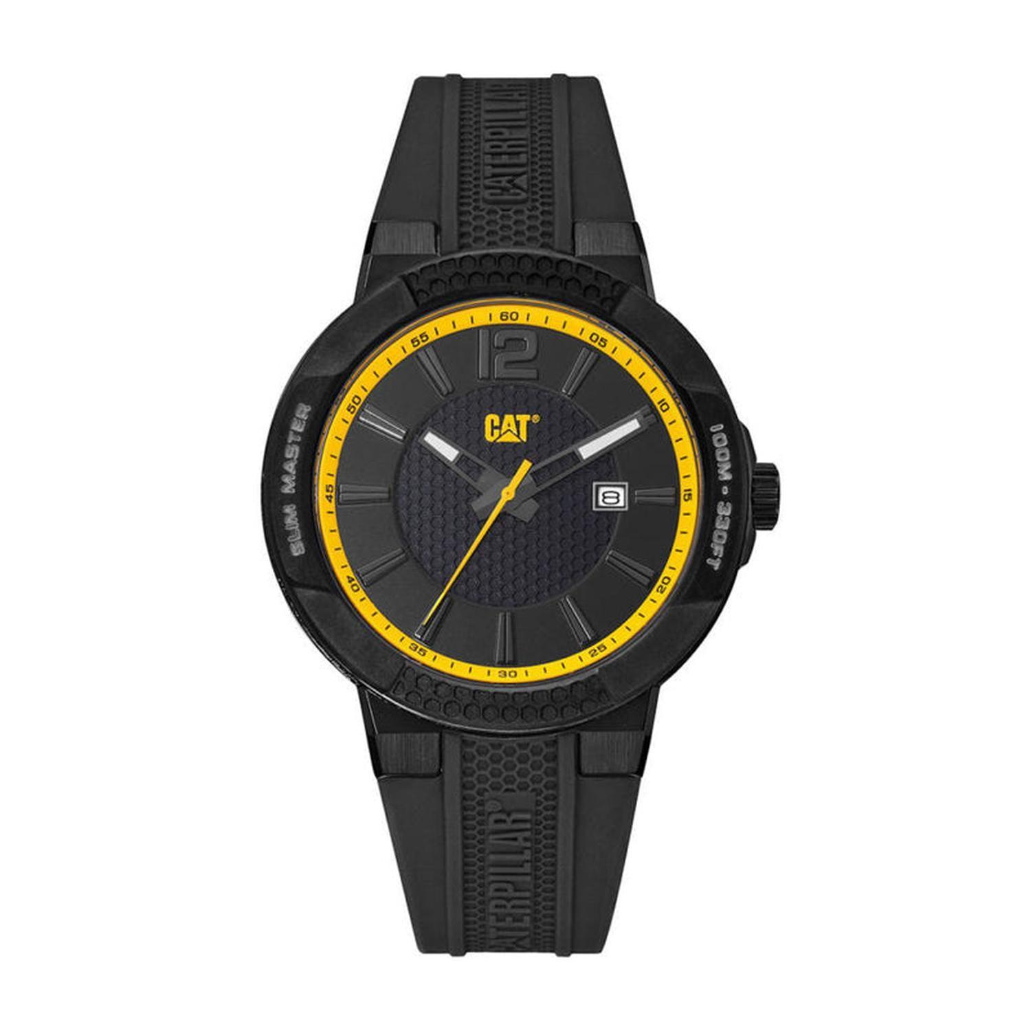 RELOJ CATERPILLAR SH16121137 SHOCK SLIM - BLACK YELLOW DIAL / 43.5MM / BLACK SILICONE STRAP-0
