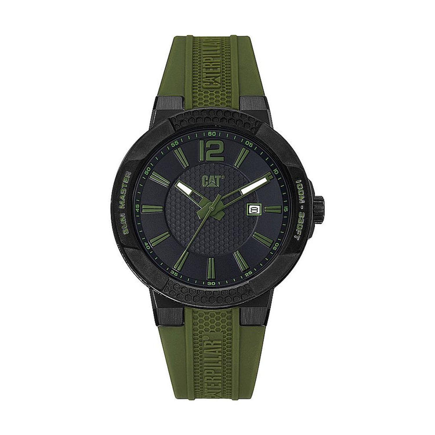 RELOJ CATERPILLAR SH16123133 SHOCK SLIM - BLACK GREEN DIAL / 43.5MM / BLACK SILICONE STRAP-0