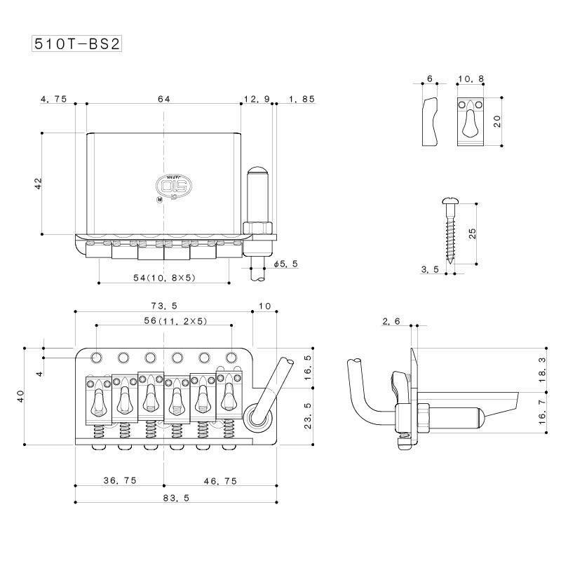 Tremolo Vintage. Mod: 510T-BS2 (54mm)-1