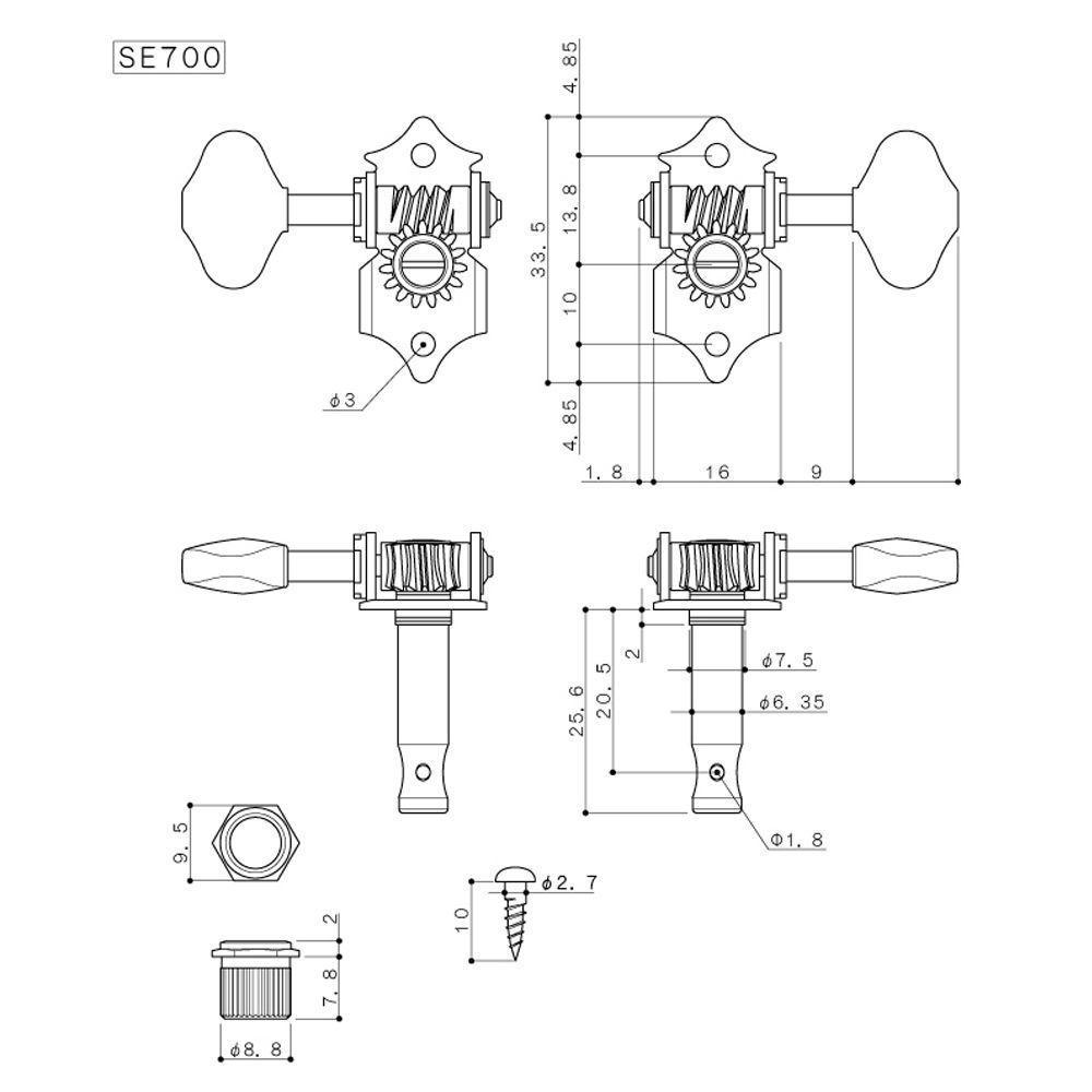 Clavijero 3L+3R Nickel SE700-06M-3