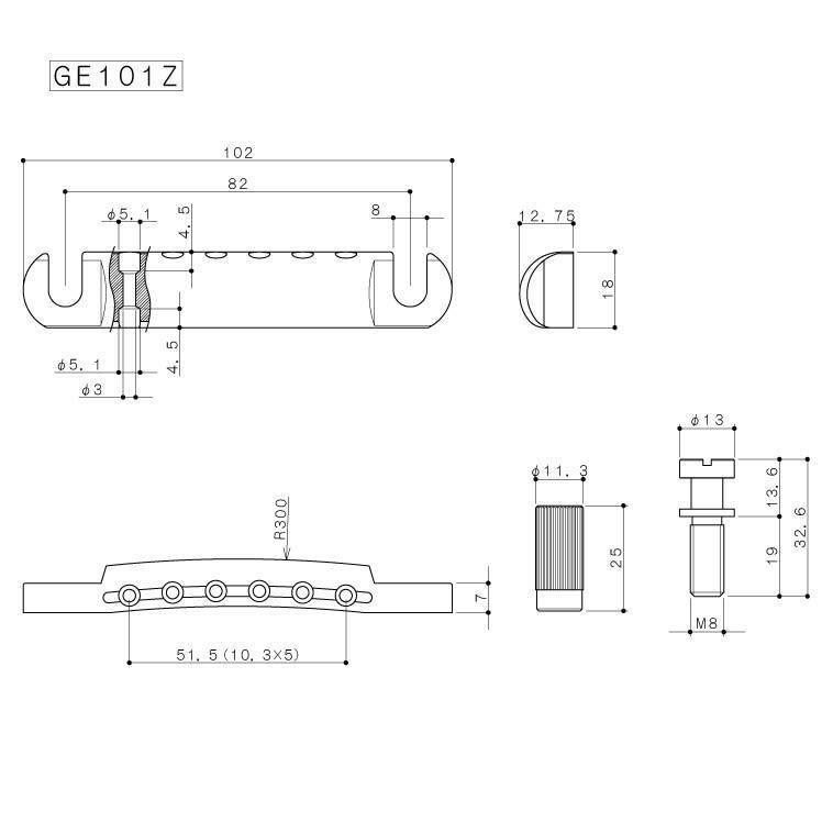 Tiracuerdas-Tailpiece Gotoh GE101Z-1