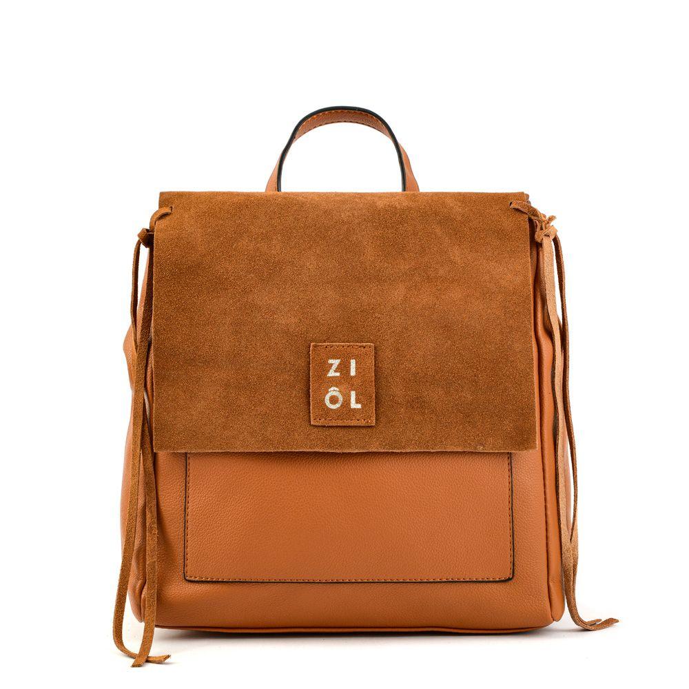 Mochila con tapa mediana adelia camel-0