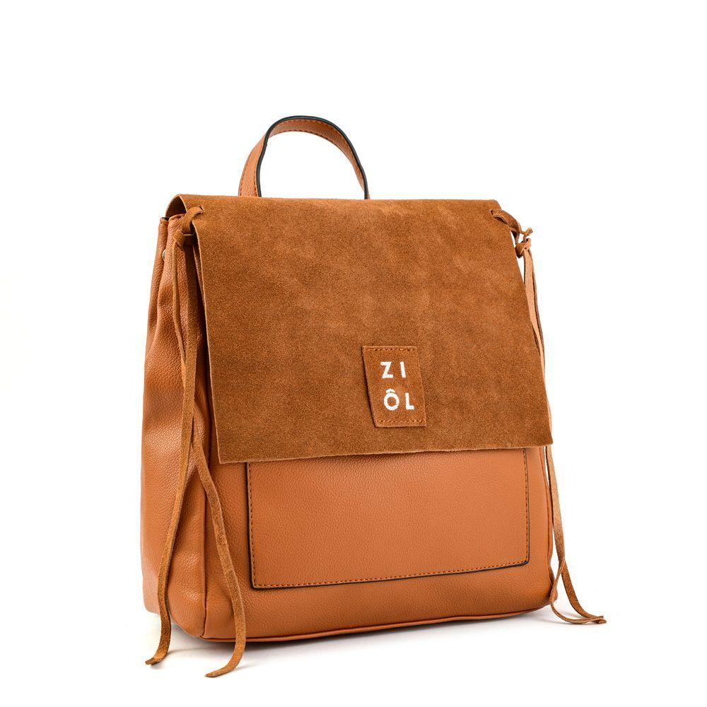 Mochila con tapa mediana adelia camel-1