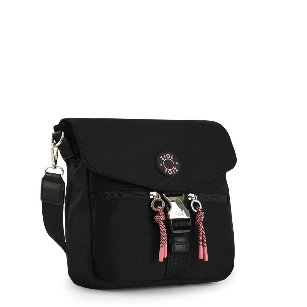 Bandolera Elvas Con Tapa Mediana Negro Ziol-1