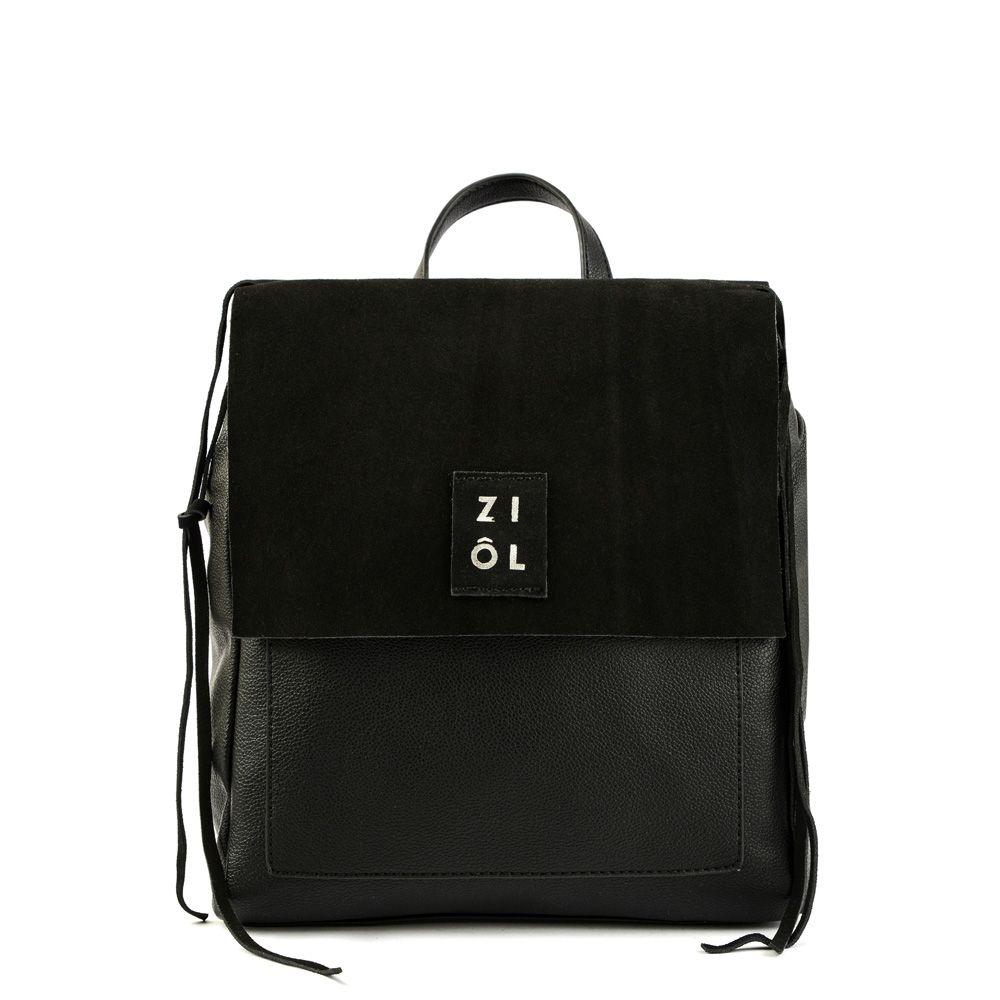 Mochila con tapa mediana adelia negro-0